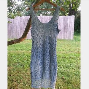 up-cycled indigo dyed cotton lace dress